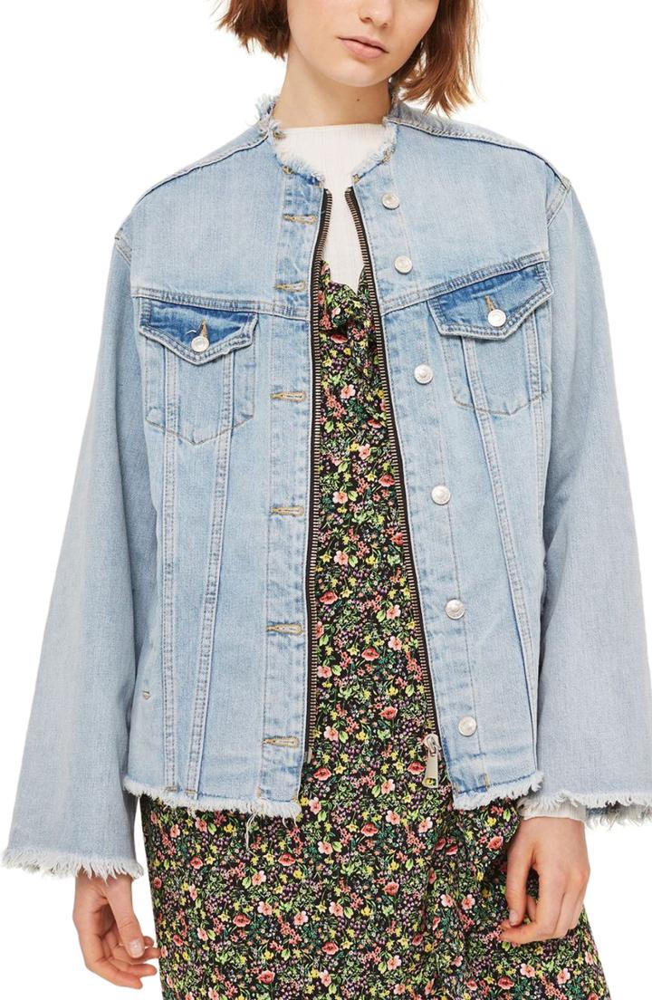 Women's Topshop Zip Through Denim Jacket