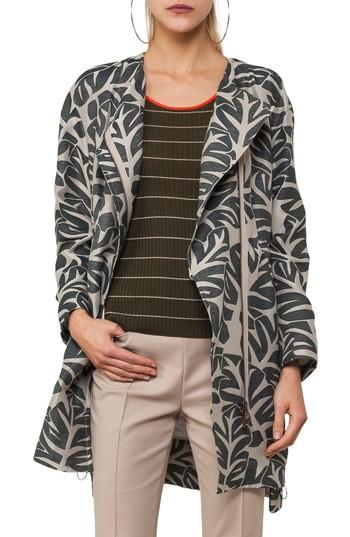 Women's Akris Punto Tropical Leaf Jacquard Coat - Beige