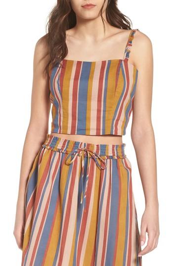 Women's June & Hudson Stripe Crop Top - Yellow