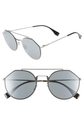 Men's Fendi 54mm Round Sunglasses - Ruthenium