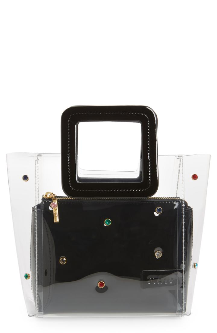 Staud Mini Shirley Jeweled Transparent Handbag - Black