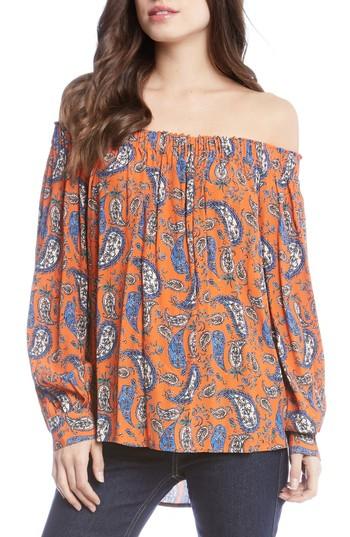 Women's Karen Kane Off The Shoulder Paisley Top - Orange