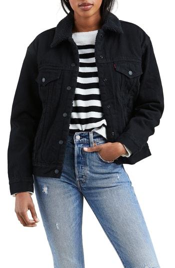 Women's Levi's Ex-boyfriend Fleece Lined Denim Jacket - Black