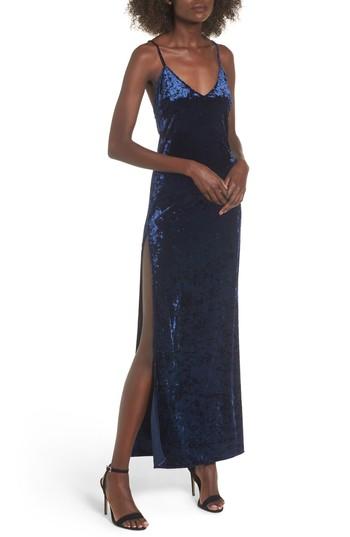 Women's Nbd In The Deep Velvet Maxi Dress - Blue