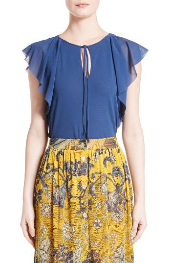 Women's Fuzzi Ruffle Sleeve Top