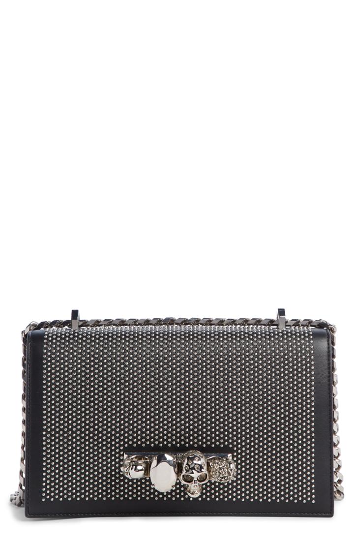 Alexander Mcqueen Studded Leather Crossbody Knuckle Bag - Black