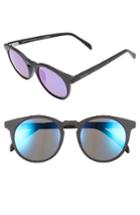 Women's Diff Charlie 48mm Mirrored Polarized Round Retro Sunglasses - Matte Black/ Blue