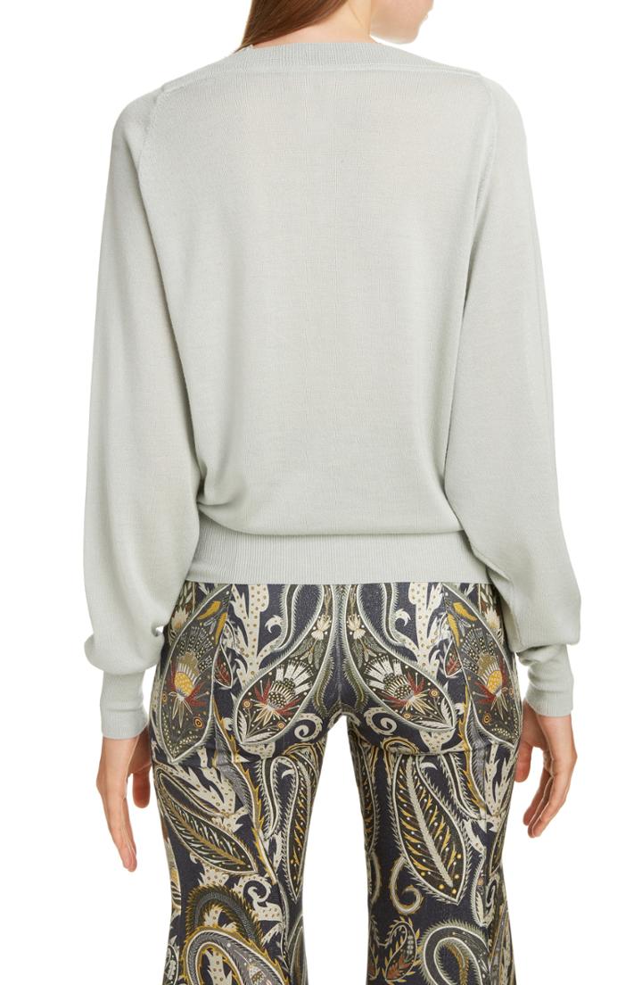 Women's Chloe Plunging Lace Neck Wool & Silk Sweater