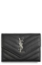 Saint Laurent Monogram Matelasse Leather Passport Case - Black