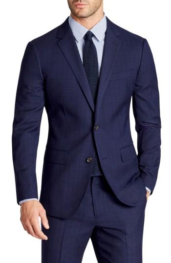 Men's Bonobos Jetsetter Slim Fit Plaid Stretch Wool Sport Coat S - Blue