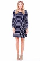 Women's Ingrid & Isabel Striped Maternity Trapeze Dress - Blue