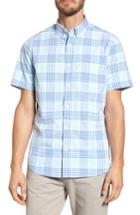 Men's Nordstrom Men's Shop Trim Fit Washed Plaid Sport Shirt - Blue