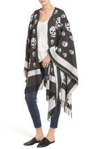 Women's Alexander Mcqueen 'big Skull' Wool & Cashmere Jacquard Poncho, Size - Black