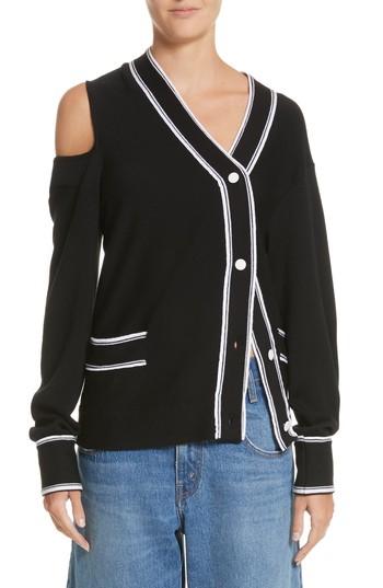 Women's Monse Cold Shoulder Asymmetrical Cardigan - Black
