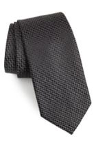 Men's Boss Check Silk Tie, Size - Grey