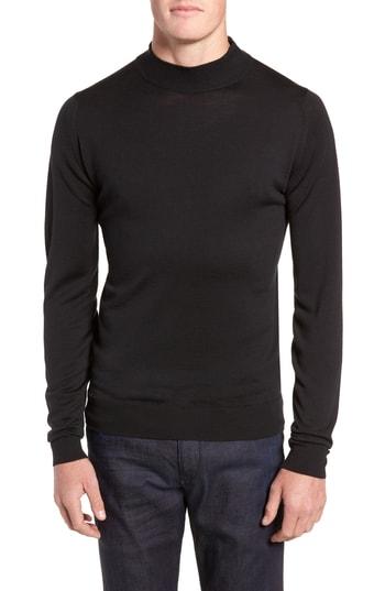 Men's John Smedley Slim Fit Mock Neck Merino Wool Sweater - Black