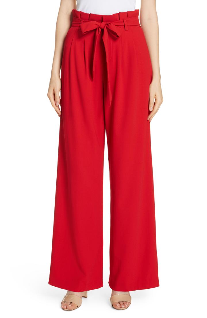 Women's Alice + Olivia Farrel Paperbag Pants - Red