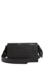 Allsaints Keel Croc Embossed Leather Box Bag - Black