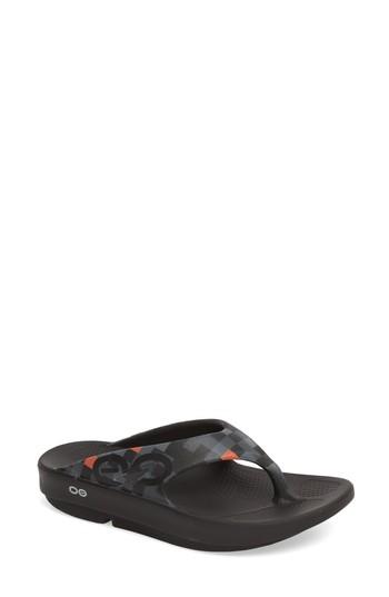 Women's Oofos Ooriginal Sport Geo Sandal M - Black