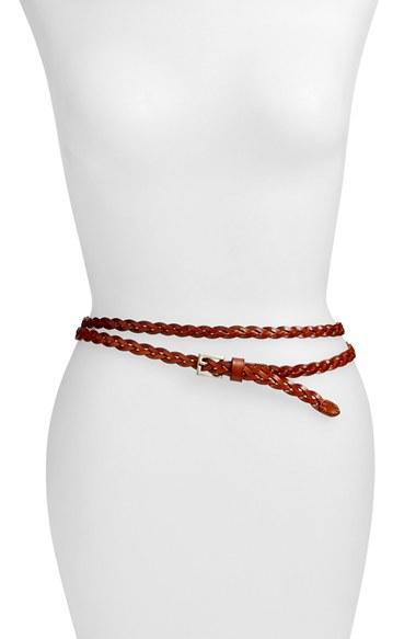 Women's Elise M. 'florence' Calfskin Leather Double Wrap Belt - Cognac