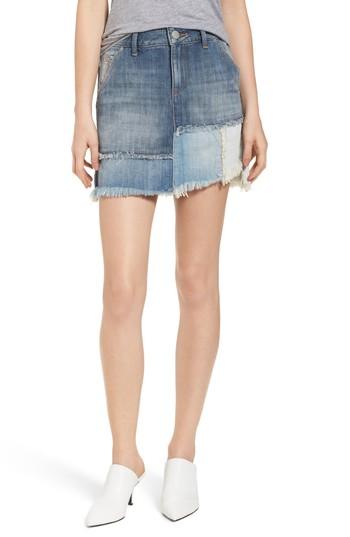 Women's True Religion Brand Jeans Patchwork Denim Miniskirt - Blue