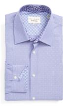 Men's Ted Baker London Steam Trim Fit Stripe Dress Shirt .5 - 32/33 - Purple