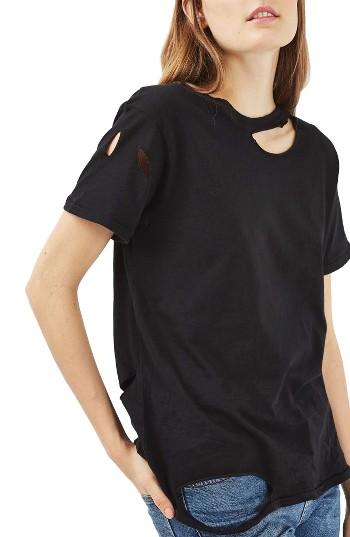 Women's Topshop Ripped Cotton Tee