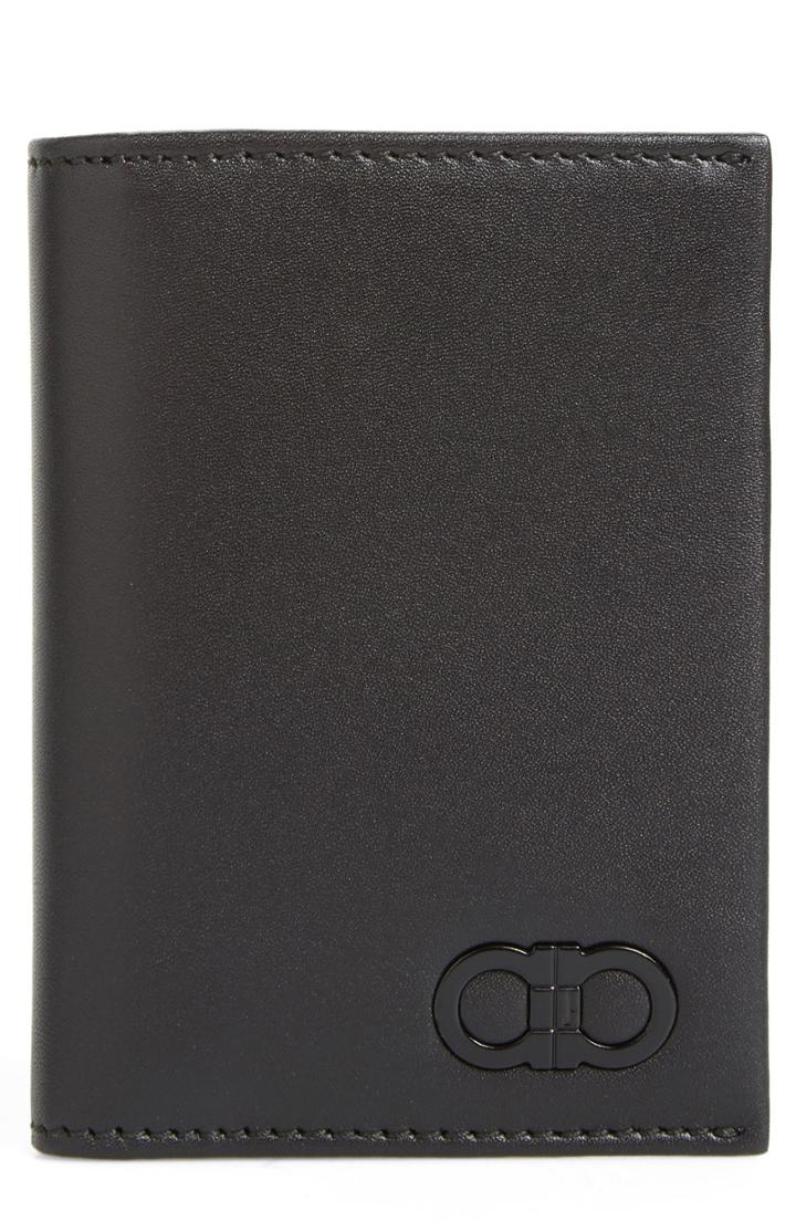 Men's Salvatore Ferragamo Gancio Leather Card Case - Black