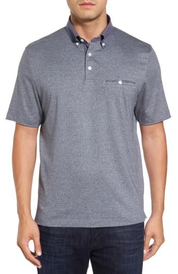 Men's Thomas Dean Heathered Button Down Polo - Blue
