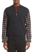 Men's 3.1 Phillip Lim Pullover Bomber With Flannel Sleeves - Black