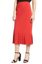 Women's Lost Ink Pleat Detail Pencil Skirt - Red