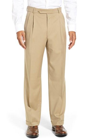 Men's Ballin Pleated Solid Wool Trousers