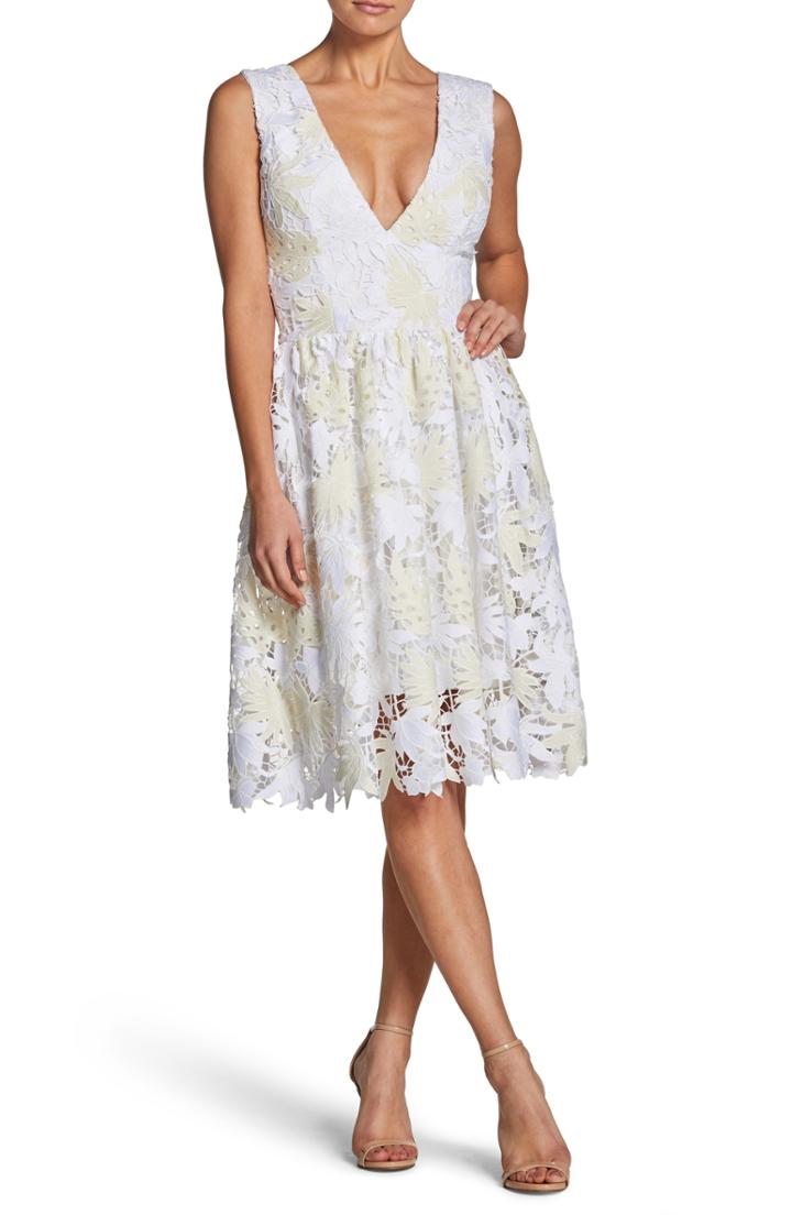 Women's Dress The Population Rita Plunge Neck Lace Dress
