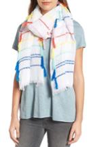Women's Rebecca Minkoff Rainbow Stripe Oblong Tassel Scarf, Size - Blue