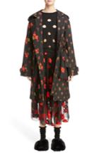 Women's Simone Rocha Floral Embroidered Cloque Parka Us / 8 Uk - Black