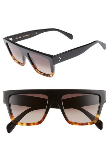 Women's Celine 59mm Square Sunglasses - Black/ Havana/ Smoke