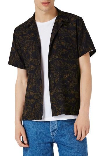 Men's Topman Banana Leaf Print Shirt