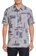 Men's Jack O'neill Hook And Line Print Camp Shirt, Size - Grey