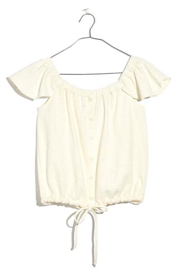 Women's Madewell Texture & Thread Off The Shoulder Top, Size - White