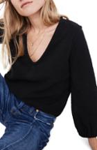 Women's Madewell Texture & Thread Full Sleeve Top, Size - Black