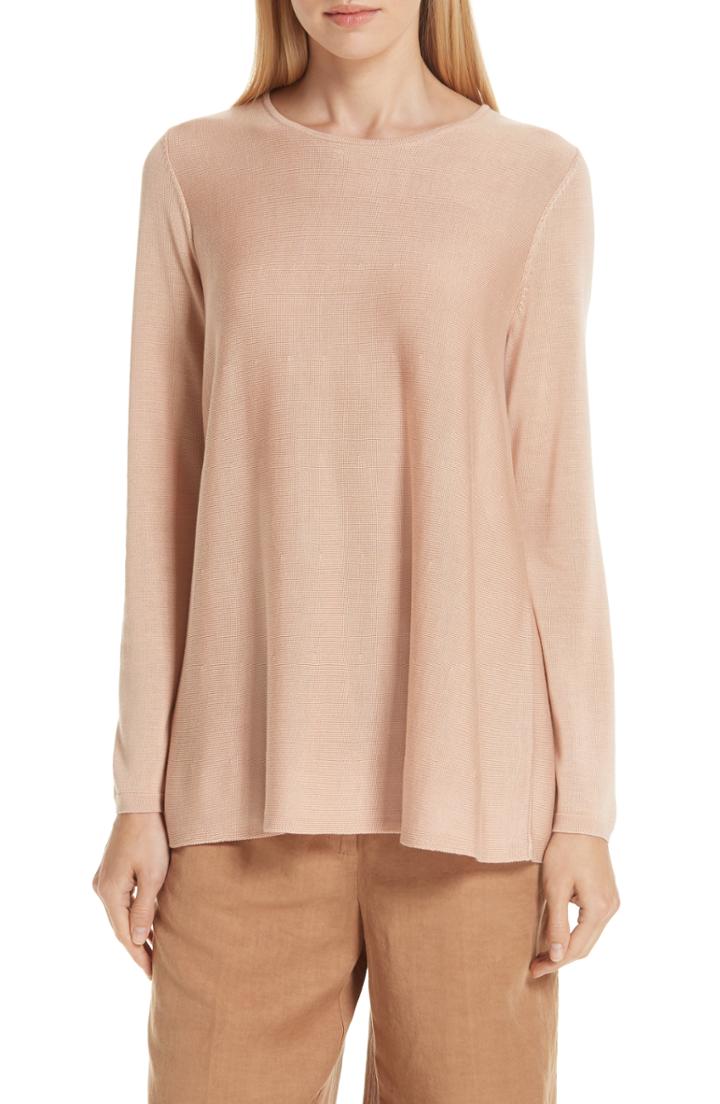 Women's Eileen Fisher Tencel Lyocell & Silk Sweater, Size - Pink