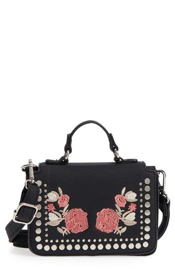 Violet Ray New York Selma Floral Embroidered Crossbody Bag - Black