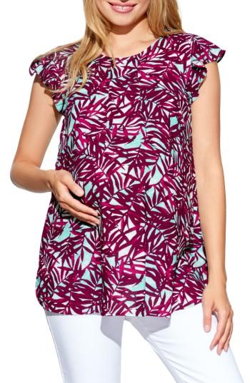 Women's Maternal America Ruffle Sleeve Maternity Top
