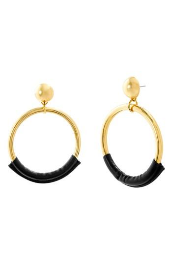 Women's Steve Madden Leather Trim Hoop Earrings
