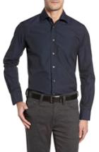 Men's Luciano Barbera Trim Fit Mini Check Sport Shirt - Blue