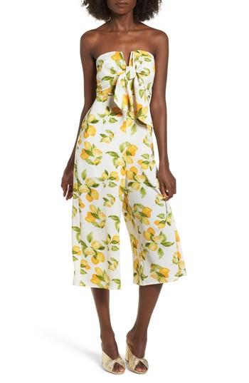 Women's Socialite Strapless Tie Front Jumpsuit - Yellow