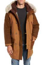 Men's Frye Ranson Faux Fur Trim Mixed Media Parka - Brown