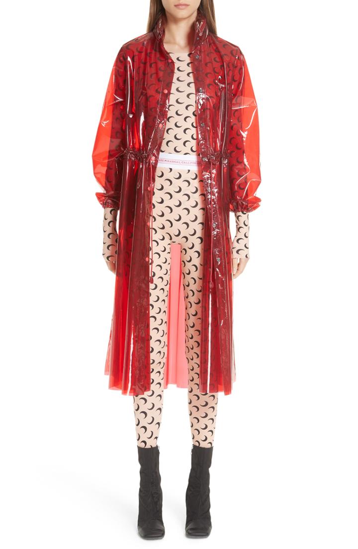 Women's Marine Serre Transparent Raincoat - Red