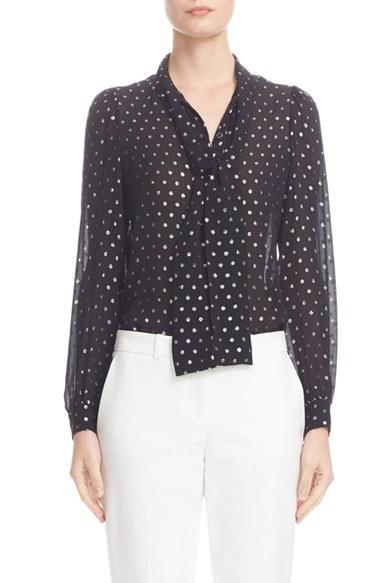 Women's Michael Kors Silk Tie Neck Shirt