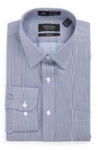 Men's Nordstrom Men's Shop Smartcare(tm) Trim Fit Stripe Dress Shirt - 32/33 - Blue